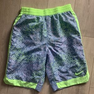 Nike Swim Trunks YXL Gray and Lime mesh liner